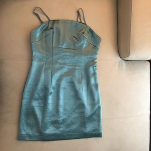 Seafoam/Light Teal Satin Mini Dress